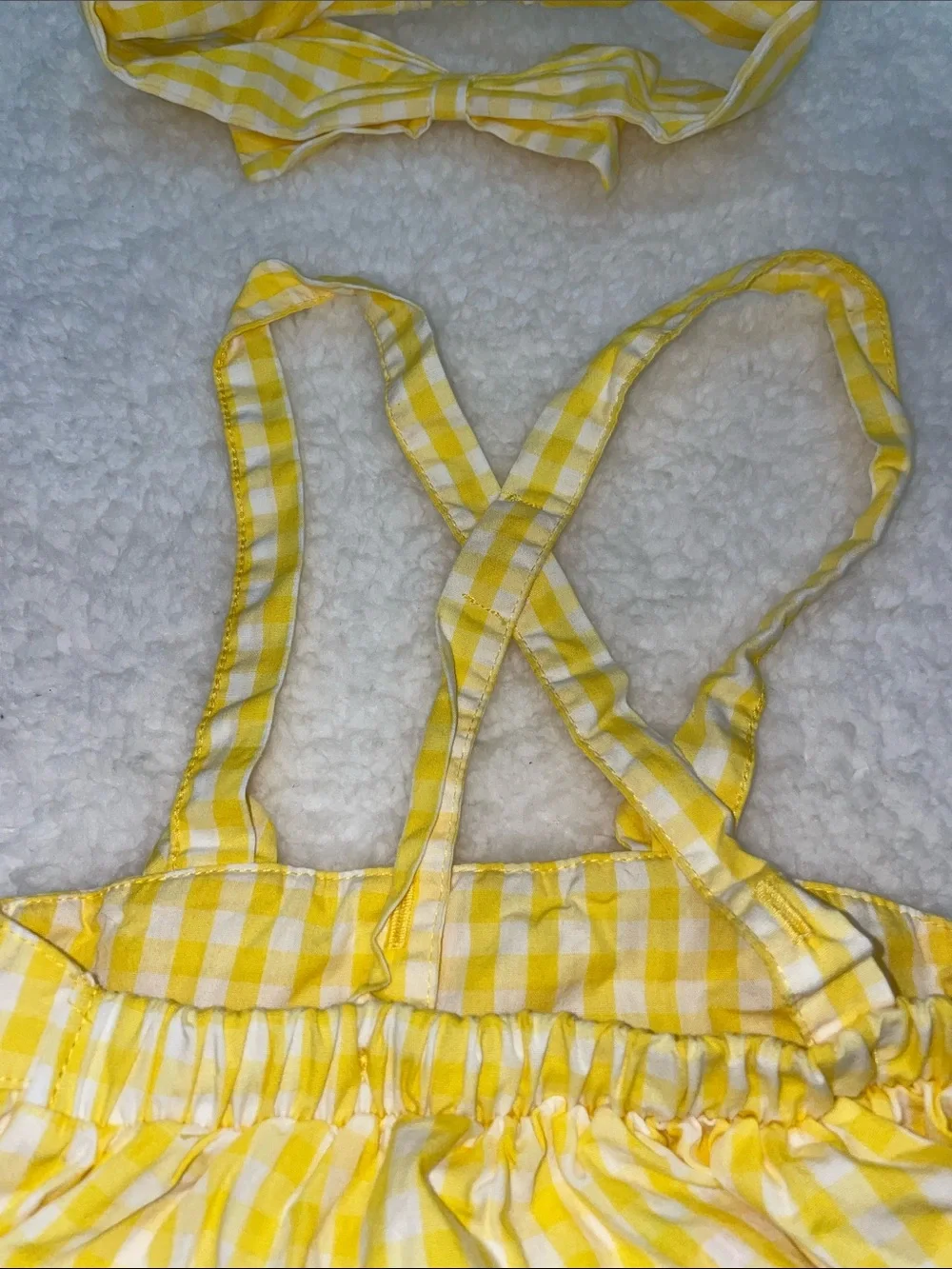 Disney Baby Yellow Gingham Suspender Skirt with Headband
